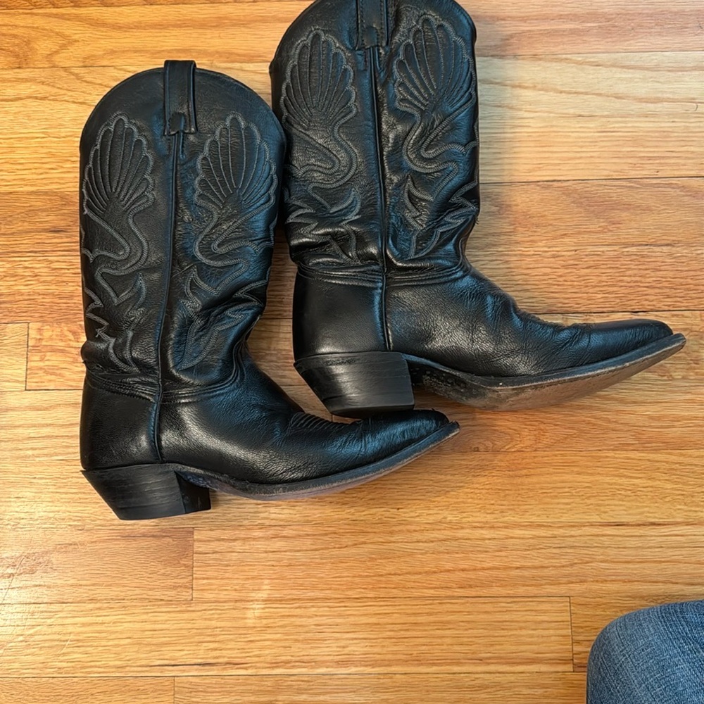 J. Chisholm Black Leather Cowboy Boots